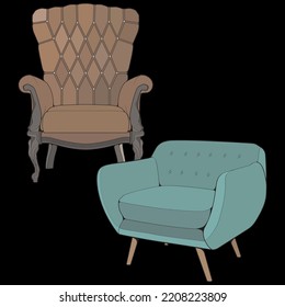 Sofa or couch color block illustrator. color block furniture for living room. Vector illustration.
