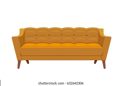 Sofa and couch colorful cartoon illustration vector. Comfortable lounge for interior design isolated on white background. Modern model of settee icon.