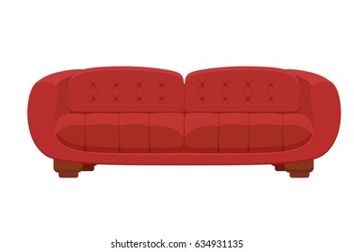 Sofa and couch colorful cartoon illustration vector. Comfortable lounge for interior design isolated on white background. Modern model of settee icon.
