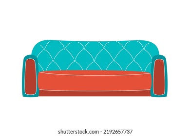 Sofa and couch, comfortable lounge with cushions for interior design isolated on white background. Modern model, vector flat cartoon illustration, clipart.