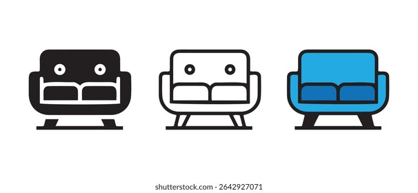 Sofa or couch different style icon set.