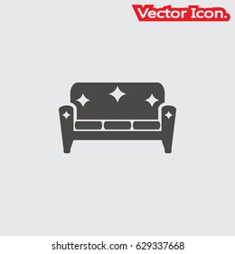 Sofa, couch. Icon isolated sign symbol and flat style for app, web and digital design. Vector illustration.