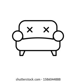 sofa, couch icon vector sign in outline style on white background