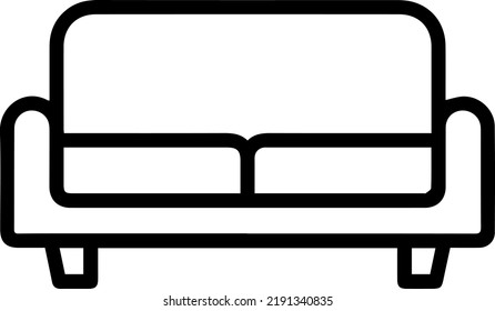 Sofa, Couch Interior Living Room Furniture Vector Illustration Isolated On White Background - Linear, Outline And Minimalist Style.