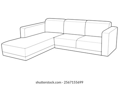 Sofa or couch line art illustration. Outline furniture for living room. Sofa illustration isolated.
