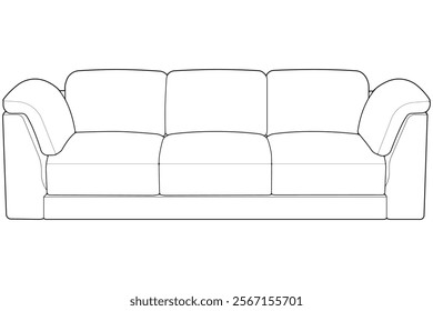 Sofa or couch line art illustration. Outline furniture for living room. Sofa illustration isolated.
