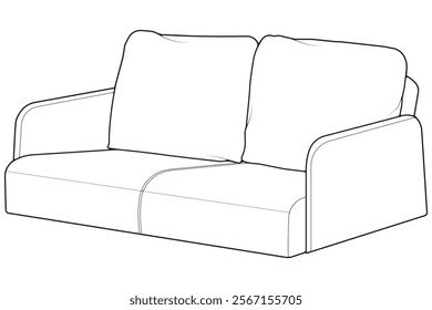 Sofa or couch line art illustration. Outline furniture for living room. Sofa illustration isolated.
