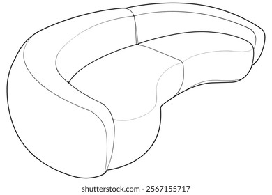 Sofa or couch line art illustration. Outline furniture for living room. Sofa illustration isolated.
