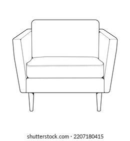 Sofa or couch line art illustrator. Outline furniture for living room. Vector illustration.
