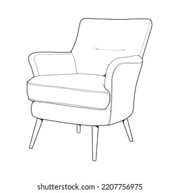 Sofa or couch line art illustrator. Outline furniture for living room. Vector illustration.
