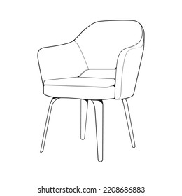 Sofa or couch line art illustrator. Outline furniture for living room. Vector illustration.
