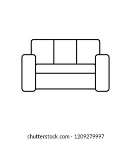 Sofa, couch line icon, outline vector sign, linear style pictogram isolated on white. Furniture symbol, logo illustration