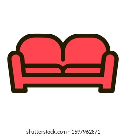 Sofa, couch line icon, outline vector isolated on white. Furniture symbol, logo illustration
