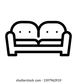 Sofa, couch line icon, outline vector isolated on white. Furniture symbol, logo illustration