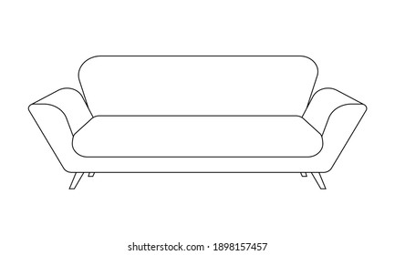Sofa Or Couch Line Icon. Outline Furniture For Living Room. Vector Illustration.