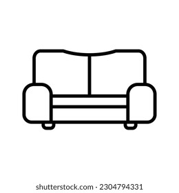 Sofa, couch line icon, outline vector sign, linear style pictogram isolated on white. Furniture symbol, logo illustration