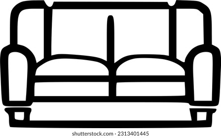 Sofa, Sofa-Linie-Symbol, Umriss-Vektorzeichen, Lineares Piktogramm einzeln auf Weiß. Möbelsymbol, Logo-Illustration