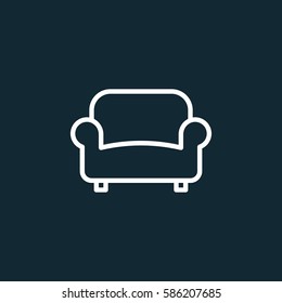 Sofa, couch line icon, outline vector sign, linear white pictogram. Furniture symbol, logo illustration