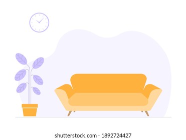 Sofá o sofá en la habitación. Decoración moderna. Ilustración vectorial.