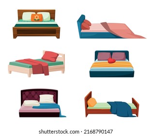 sofá. acogedor, moderno y moderno cama de dormitorio para apartamento. Ilustraciones vectoriales de cómodos sofás domésticos