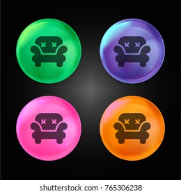 Sofa crystal ball design icon in green - blue - pink and orange.