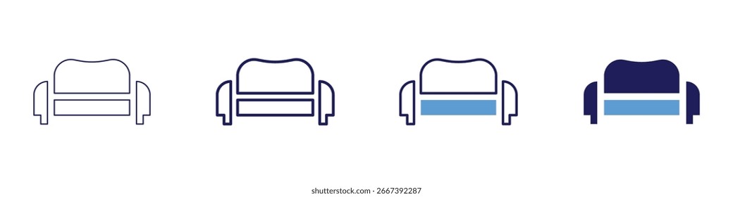 Sofa cushion icon in 4 different styles. Thin Line, Line, Bold Line, Duotone. Duotone style. Editable stroke.