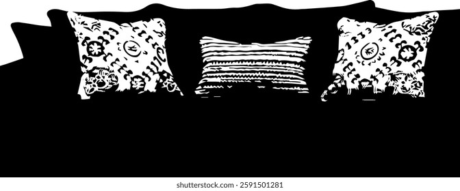 Sofa with cushion silhouette vector illustration