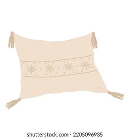 Sofá cojines de estilo boho. almohadas interiores. Ilustración plana. Vector.