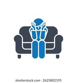 Sofa Depression Therapy Icon Isolated On White Background