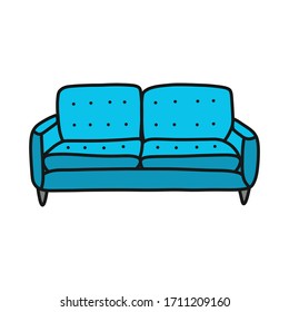 Sofa Doodle Icon, Vector Illustration