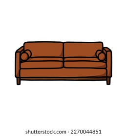 sofa doodle icon, vector illustration