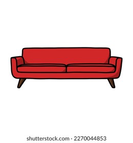 sofa doodle icon, vector illustration