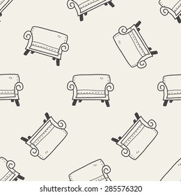 Sofa Doodle Seamless Pattern Background