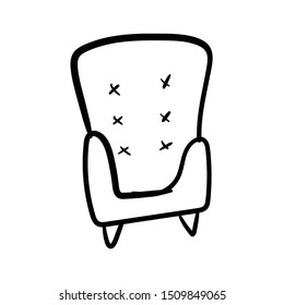 sofa doodle vector hand drawing 