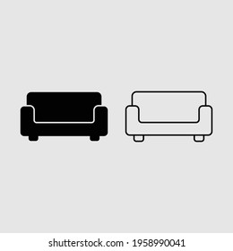 sofa fill and outline icon set isolated vector illustration