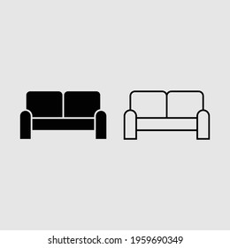 sofa fill and outline icon set isolated vector illustration
