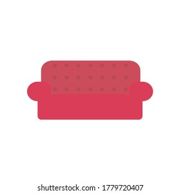 Sofá plano, icono de mobiliario, ilustración vectorial aislada en fondo blanco
