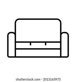 Sofa flat icon. Pictogram for web. Line stroke. Isolated on white background. Outline vector eps10