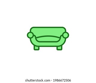 Icono plano de Sofa. Símbolo de esquema único de alta calidad para diseño web o aplicación móvil.  Señales de línea delgada para el logotipo de diseño, tarjeta de visita, etc. Pictograma de contorno EPS10
