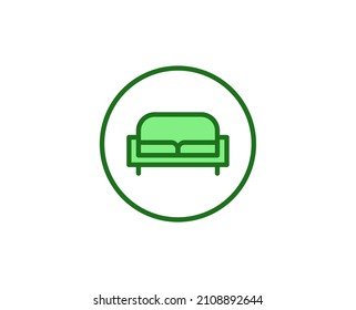 Sofa flat icon. Single high quality outline symbol for web design or mobile app.  House thin line signs for design logo, visit card, etc. Outline pictogram EPS10