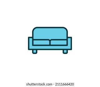 Sofa flat icon. Single high quality outline symbol for web design or mobile app.  House thin line signs for design logo, visit card, etc. Outline pictogram EPS10