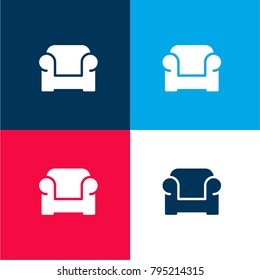 Sofa four color material and minimal icon logo set in red and blue