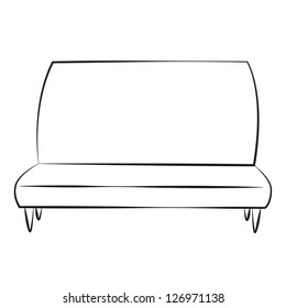 Sofa. freehand drawing. icon black and white vector illustration.
