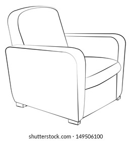 Sofa. freehand drawing. icon black and white vector illustration.