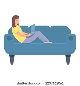 Sofa freelancer icon cartoon vector. Online education. Smart social