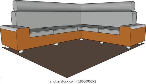 Sofa from front side, vector, illustrator.