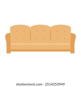 Sofa furniture flat illustration, simple indoor sofa chair clip art, brown sofa icon design
