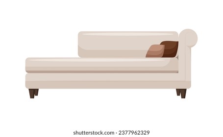 Sofa Furniture. Interior item for a cozy isolated interior. Designer trendy furniture. Vector illustration of living room furniture in mid century modern style.