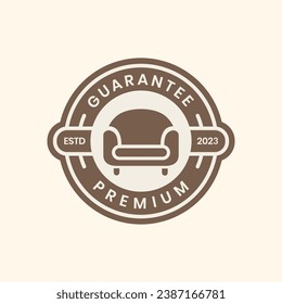 sofa furniture interior minimalist badge circle simple logo design vector icon illustration