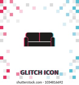 Sofa   glitch effect vector icon.